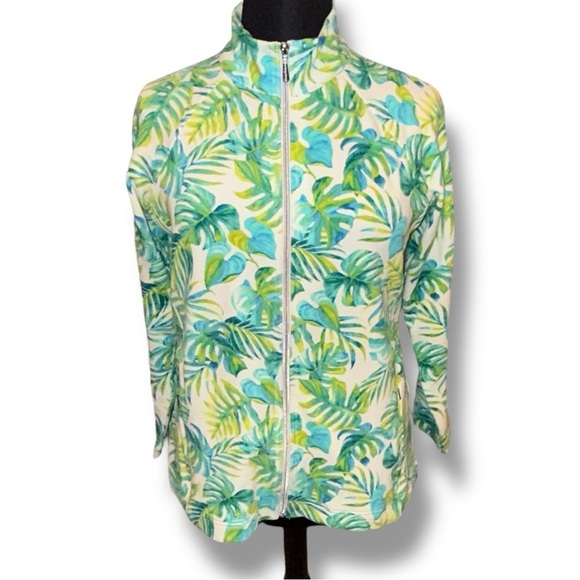 TOMMY BAHAMA Aruba La Playa Palms Full-Zip Sweatshirt - XL White/Green - Picture 2 of 15